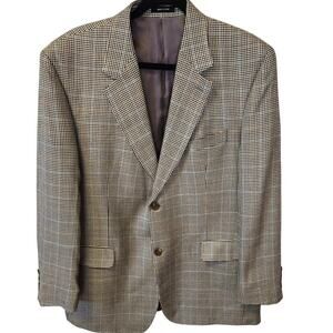 100% Silk Ralph Lauren Houndstooth 2 Button Blazer Sport Coat Men 42 Regular